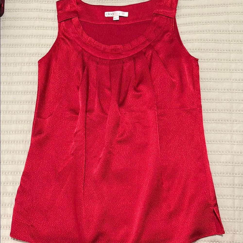 Cleo Red Pleated Blouse Tank Top